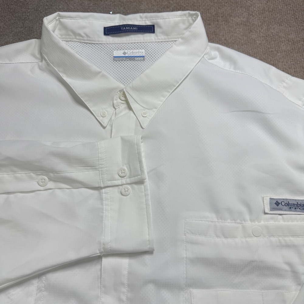Columbia Mens PFG Tamiami White Long Sleeve Fishing Shirt 5X FS7253 Omni-Shade - Picture 10 of 12